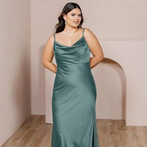 Revelry Skye Satin Rosemary Bridesmaid Dress